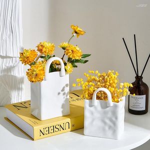 Vasos Creative Home Decor Sacola Nordic Sala Cerâmica Living Dry Desk Acessórios Vasos de Flores