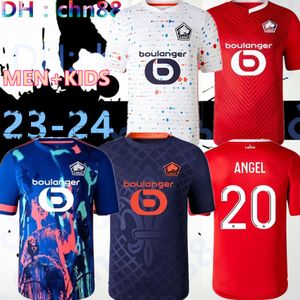 Losc Lille 2023 2024 Soccer Jerseys Away White Cabella J David Yazici Ounas Football Shirt 23 24 Lille Olympique M.Bayo Maillot Kids Kids 25690 Zhegrova Equipment