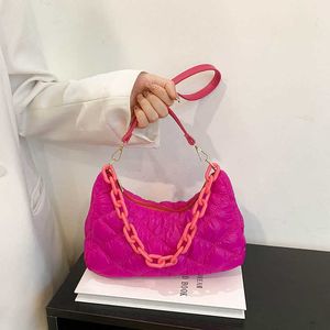 Evening Bags Autumn and Winter New Women's Bag Trend Foreign Space Cotton Clothes Candy Color Portable Chain Single Shoulder Underarm