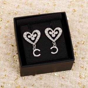2023 Luxury quality charm heart shape design in silver plated have stamp box Sparkly diamond PS4736A
