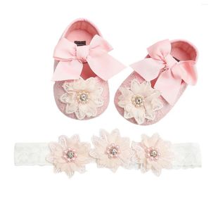 Pudcoco Babyschuhe für Mädchen, Schleife, Blumen, zum Gehen, weiche Sohle, für Frühling und Herbst, Weiß/Rosa, 0–18 Monate