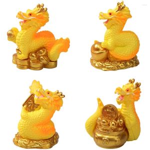 Dekoracje ogrodowe 4PCS Mini smok figurka Rok żywicy zodiaku