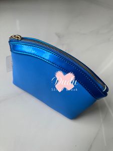 Promosyon Depolama Çantası 20x13x3cm Makyaj Hediye Mektubu Organizasyonu Mavi Pouch Klasik 2C Kılıf