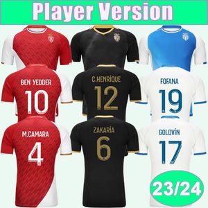 23 24 Mônaco Mens Futebol Jerseys FOFANA BEN YEDDER GOLOVIN C. HENRIQUE ZAKARIA M. CAMARA VANDERSON Camisas de futebol do jogador doméstico