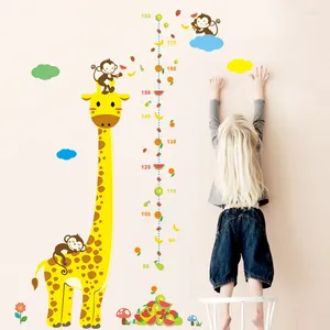 Wall Stickers MAMALOOK Cartoon Jungle Animals Monkey Giraffe Children Height Measure For Kids Room Sticker Home Decoration