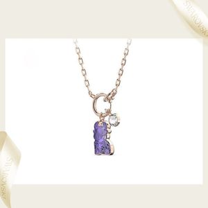 Engolir bonito bezerro colar feminino clavícula corrente feminino ornamento roxo diamante moda versátil amante namorada presente de aniversário