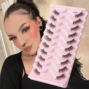 10Pairs/lot New Half Lashes Cat Eyes Natural Long Transparent Peduncle Lashes Makeup Tools Extension Faux Cils Maquillage False Eyelashes