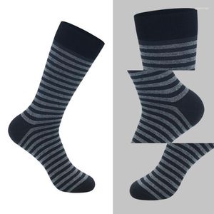 Herrstrumpor Herr 3 par Män stor storlek Fashion Business Dress Högkvalitativ rand Black Grey Pure Cotton Sock EU42-48