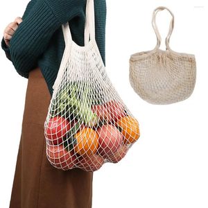 Storage Bags Grocery Shopping Bag Mesh Weaving Washable Fruit And Vegetable Organizer Reusable Portable Foldable