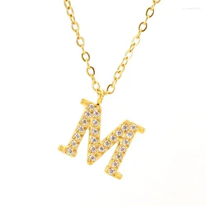 Pendant Necklaces 2024 Jewellery Waterproof 18K Gold Plated Stainless Steel Full Crystal Capital Alphabet A To Z Initial Letter Necklace