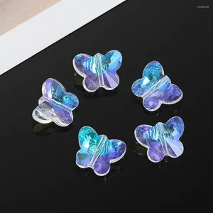 Avize kristal 10pcs ab renk mini kelebek boncuklar cam sanat prizma yönlü diy parçaları ev düğün dekor aksesuarları