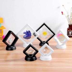 Decorative Plates Square 3D Floating Jewelry Coin Display Frame Holder Box Case Stand Home Decoration