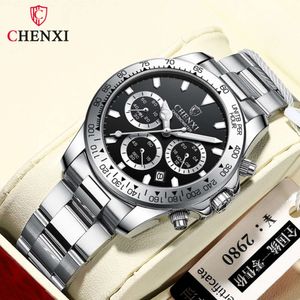 CHENXI 908 Top Brand Sports Quartz Men's Watches Full Steel 30m Waterproof Chronograph Wristwatches Men Relogio Masculino