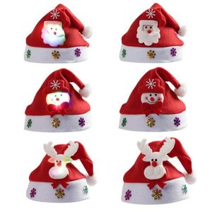 Christmas LED Hat New Year Cute Kids Adults Cap Navidad Children Girl Hat Costume Santa Claus Xmas Winter Gift Decoration GC2407