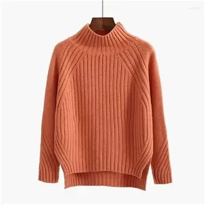 Women's Sweaters Fashion Half Turtleneck Pullover KniSweater Women Short Spring Autumn Long Sleeve Loose Knitwear Jumper Ladies Tops G2939