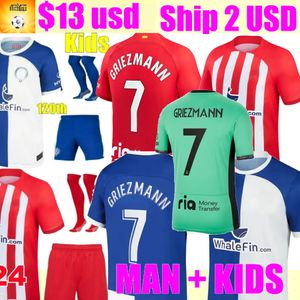 ATL Madrid camisas de futebol GRIEZMANN 23 24 120º aniversário 2023 2024 M.LLORENTE KOKE Correa LEMAR 120 anos fãs camisa de futebol masculino kit infantil uniformes