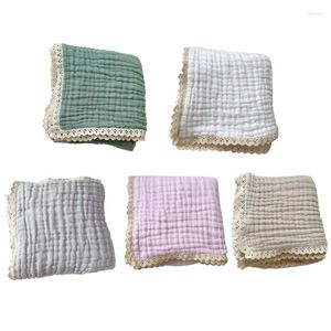 Blankets W3JF Versatile Baby Blanket 6 Layer Cotton Gauze With Lovely Lace Border Breathable Perfect For Cribs Or Outdoor Activities