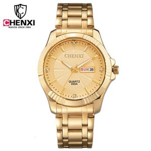 2018 CHENXI Gold Men Women Business Man Watch Golden Waterproof Fashion Casual Calendar Quartz Male Dress Clock