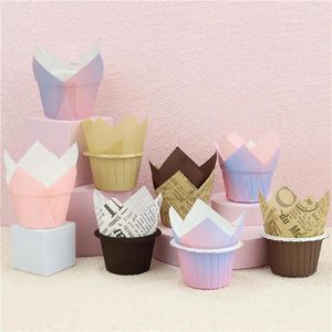 Bakeware Tools 50Pcs Cake Cups DIY Paper Irregular Shape Cupcake Liner Disposable Non-stick Heat-resistant Case Baking Tool For Party