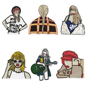 Accessori per cucire fai-da-te Marchio personalizzato Ragazza dei cartoni animati Cantante Musica rock Toppe ricamate per borsa per cappelli Cucire su ferro su distintivi con logo per giacca di abbigliamento