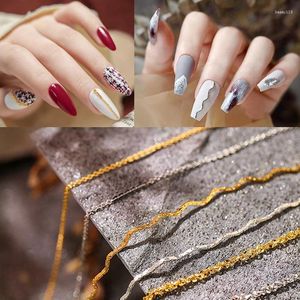 Nagelkonstdekorationer 1 PC Guld 3D -klistermärke Linjer Strip Silver Line Wave Decoration Diy Design Manicure Set för naglar