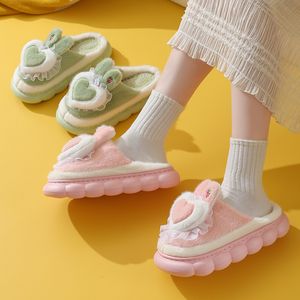 Women causal Slippers Winter strawberry orange pink green purple non-slip hearts rabbit Outdoor Warm womens indoor Cotton sneakers size 36-41