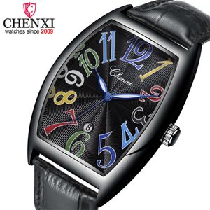 البيع الساخن Chenxi 8217 Top Male Male Watches Fashion Clock Clock Leather Strap Quartz Wristwatches Gift Free