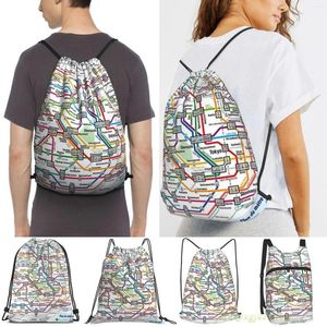 Shopping Bags Tokyo Metro Subway Map Women Drawstring Sackpack Gym Men Outdoor Travel Backpacks For Training Fitness Swimming Bag