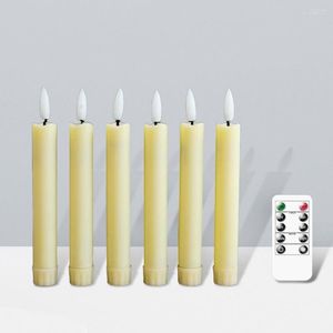 야간 조명 6pcs Flameless Led Led Candle Light 원격 제어 전자 스틱 배터리 전원 웨딩을위한 무연 디모형