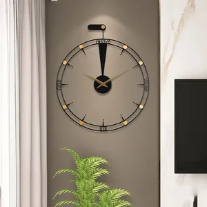 Duvar Saatleri Lüks Hareket Büyük Modern Yuvarlak Saat Siyah İç Tasarım Horloge Murale Oda Dekorasyonu