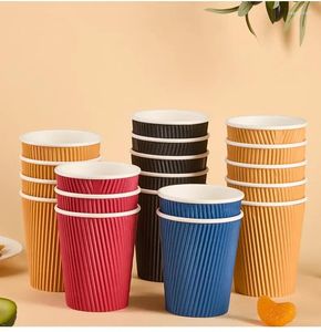 Disposable Cups Straws Paper Cup 8oz 280ml Double Coffee 80pcs/pack Thick Layer Corrugated Drinking