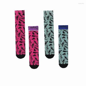 Men's Socks Men's A Pair Of Mid-tube Street Clothing Harajuku Crew Printing And Dyeing Coffee Hornbeauty Casua Comfortable Men