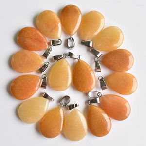 Pendant Necklaces Fashion Top Quality Natural Stone Yellow Water Drop Teardrop Charms Pendants Jewelry 24pcs Wholesale