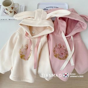 Hoodies Sweatshirts Children's Wear Girls' Velvet Hooded Sweater Coat Autumn and Winter Clothing Western style Baby Cute Cartoon 231021