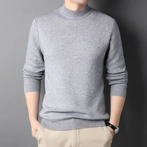 Herrtröjor Brand Cashmere Sweater Half Turtleneck Men Knit tröjor för manlig ungdom Slim Knitwear Man 231021