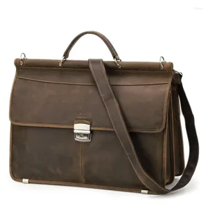 Bortkolor 2023 Men portfölj Cohide Business stor kapacitet Dator Messenger Väskor Fashion Single Shoulder Crossbody Laptop Bag Läder