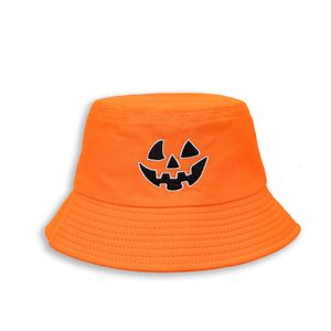 Halloween Hats Are Funny And Cute For Kids And Adults New Hat Men's Personality Trend Embroidery Pumpkin Fisherman's Hat Wide Brim Sun Shading Halloween Hat Versatile