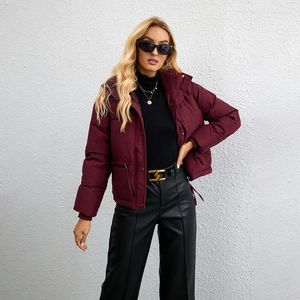 Women's Trench Coats Korean Style Short Stand Collar Small Down Cotton Jacket Simple Loose Version Zipper Bread Women