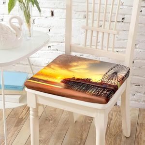 Pillow Sunset Beach Ferris Wheel Print Chair Polyester Memory Foam Recliner Floor Bedroom Chairs Pad For Home Decoration