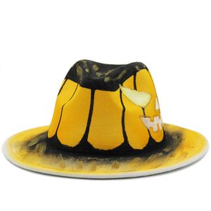 I cappelli di Halloween sono divertenti e carini per bambini e adulti Halloween New Big Eave Cappello in feltro per feste britannico Autunno/Inverno Cappello tibetano in lana denim occidentale Cappello jazz