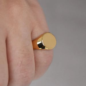 Band Rings Handmade Highly Polished Stainless Steel 18k Gold Plated Oval Smooth Blank Signet Rings for Women Men 231021