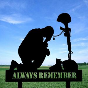 Decorazioni da giardino Memorial Day Outdoor Patriotic Metal Soldier Yard Signs Post Independence