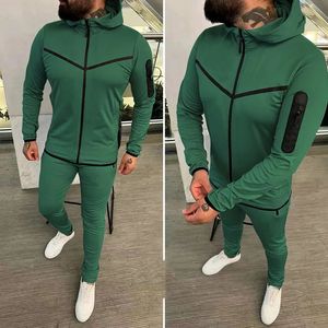 Tute da uomo Primavera Felpa con cappuccio da uomo con cerniera Cappotto Pantaloni lunghi 2 pezzi Set Pantaloni sportivi casual di alta qualità Outfit Moda Solid Slim Tute da uomo 231021