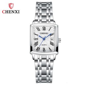 Fashion Square Ladies Dress Wristwatch Elegant Casual Quartz Clock with Date Steel Belt Sier Bracelet Watches for Women Gift