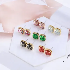 Stud Earrings Europe And America Jewelry Wholesale Shining Sequins Glitter Powder Square Candy Color