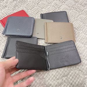 Designer de moda masculino carteira USD clipe de clipe genuíno portador de cartão de crédito de couro 6 slots de cartas originais caixa de presente back slots de couro gabinete curta carteiras de alta qualidade