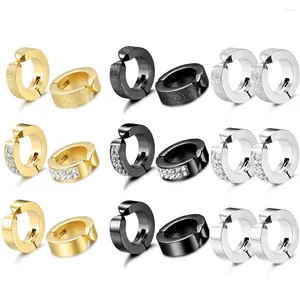 Brincos traseiros wkoud 1 par de aço inoxidável masculino feminino argola clipe em cz conjunto sem piercing estilo punk preto prata ouro