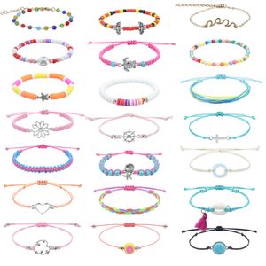 Pulseiras tecidas com fio de cera praia surfista trança colorida corda estrela do mar pulseira pulseira pacote para melhores amigos frisado vsco amizade boêmio mujer atacado