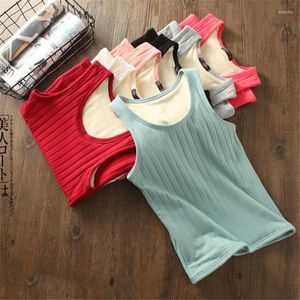 Tanques femininos mulheres veludo tank tops outono inverno quente grosso feminino sólido fino sem mangas colete básico bottoming camisola sf1155