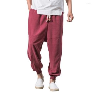 Men's Pants Men's Toddler Gift Trousers Linen Men With Pockets Cotton Drawstring Elastic Mid Waist Solid Casual Men's